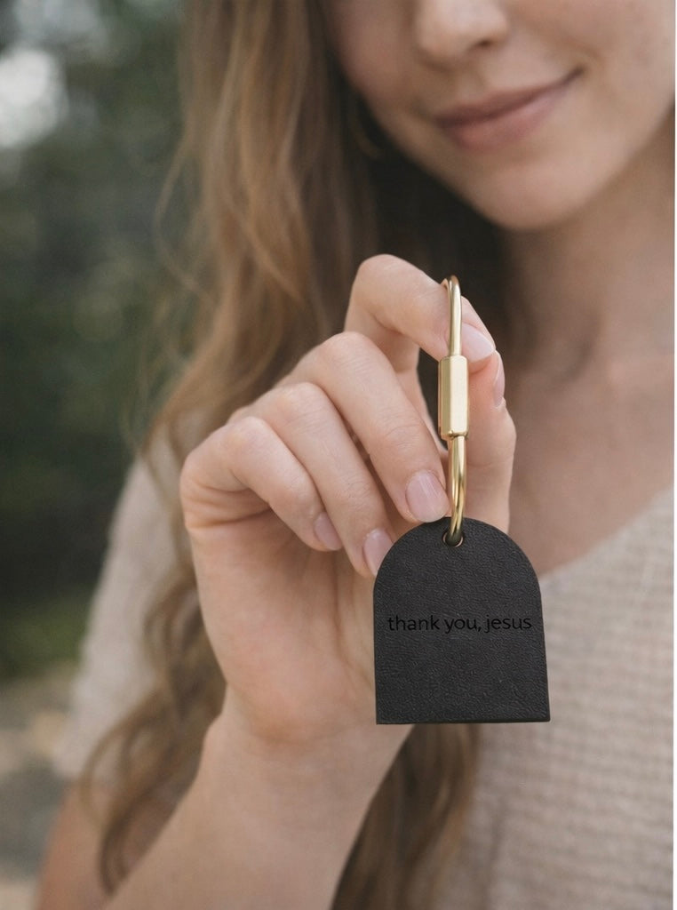 Black Acrylic Keychain – Thank You, Jesus