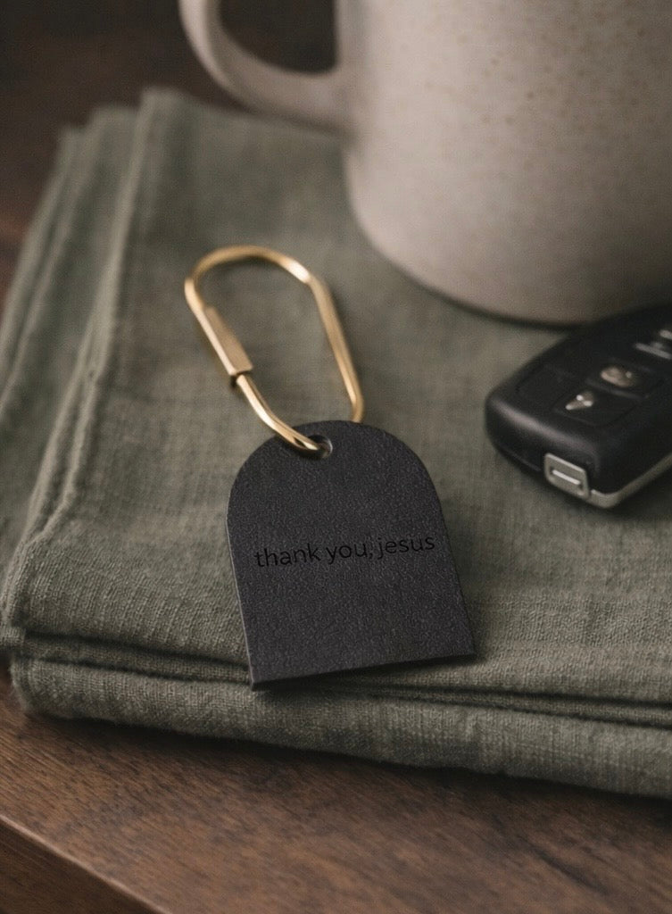 Black Acrylic Keychain – Thank You, Jesus