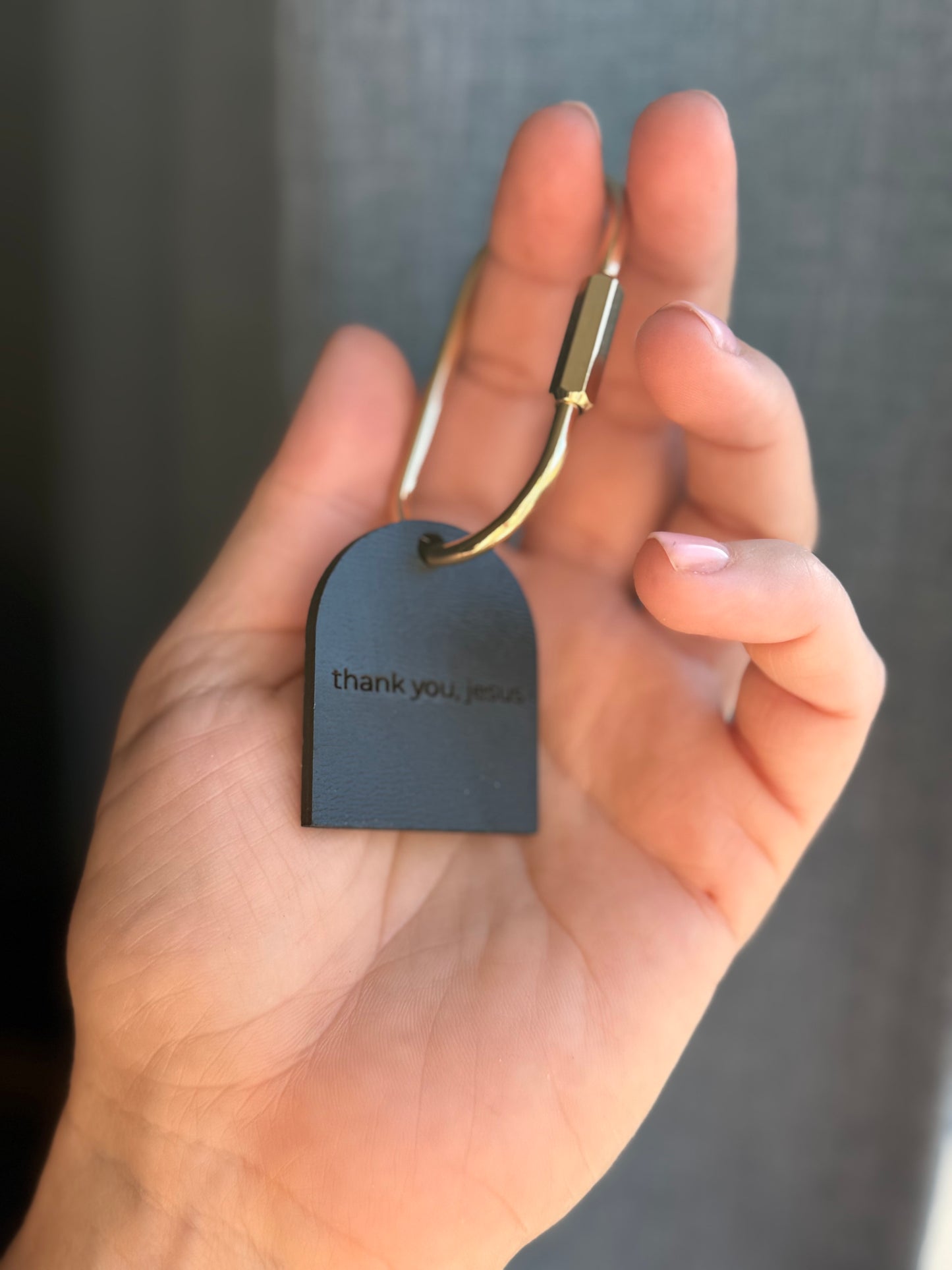 Black Acrylic Keychain – Thank You, Jesus