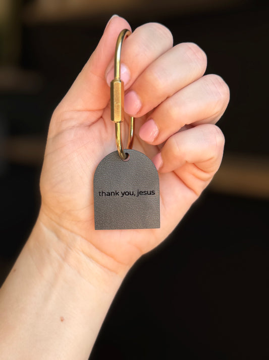 Black Acrylic Keychain – Thank You, Jesus